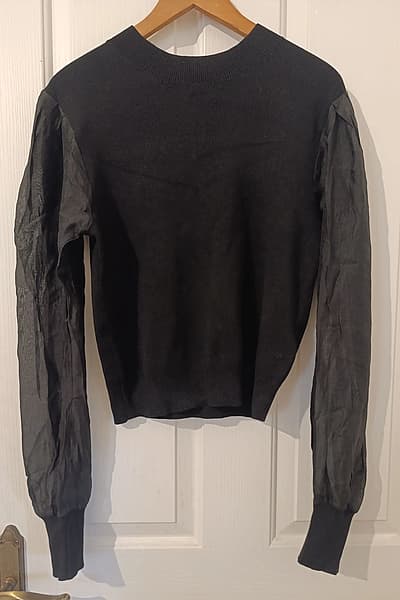 Black sweater with sheer sleeves — pre-loved on Thrifted.mt