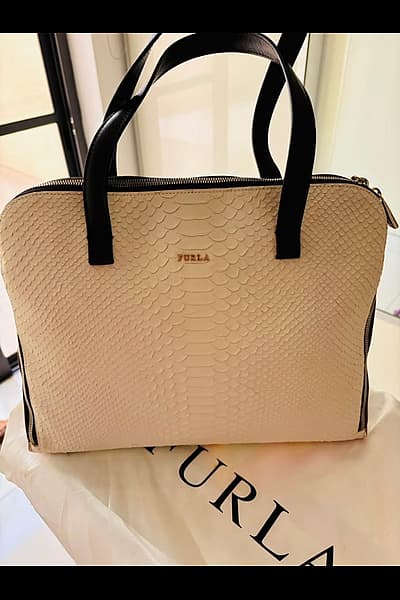 Authentic Furla beige snakeskin effect handbag by Furla — pre-loved on Thrifted.mt