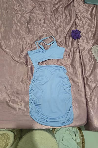 Blue Ruched Cut-Out Mini Dress by Shein — pre-loved on Thrifted.mt