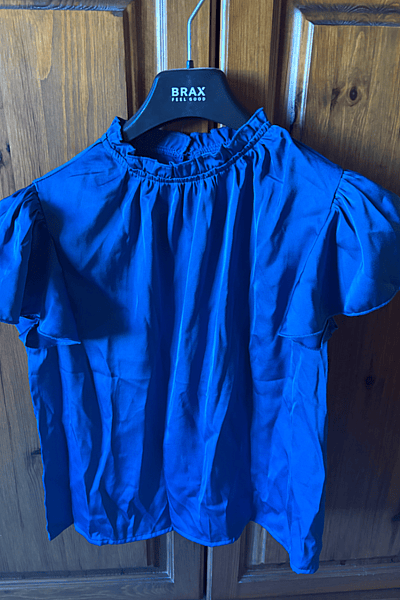 Blue Ruffled Short Sleeve Top by Shein — pre-loved on Thrifted.mt