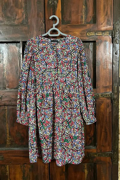 PIECES mosaic print long-sleeved dress by PIECES — pre-loved on Thrifted.mt