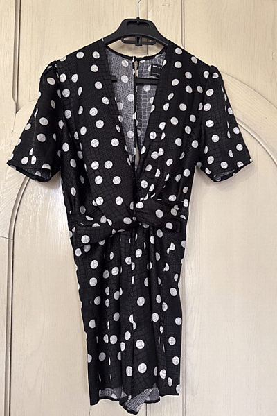 Polka Dot Wrap Front Playsuit by Asos — pre-loved on Thrifted.mt