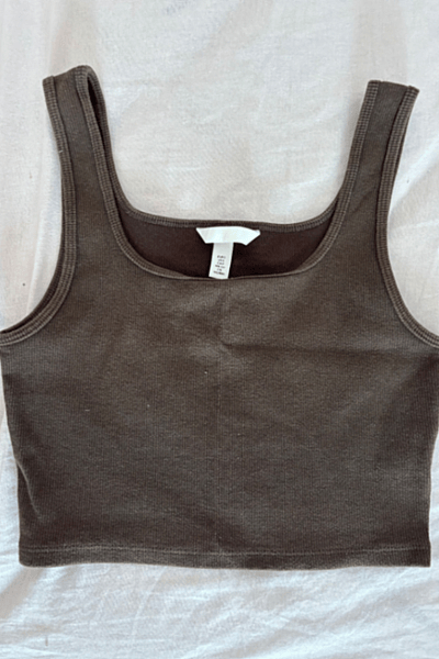 H&M Brown Ribbed Cropped Tank Top by H&M — pre-loved on Thrifted.mt