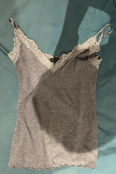 Grey Ribbed Lace Trim Cami by Amis — pre-loved on Thrifted.mt