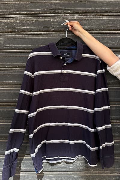 Blue Harbor Stripped Collard Shirt by Blue Harbor — pre-loved on Thrifted.mt