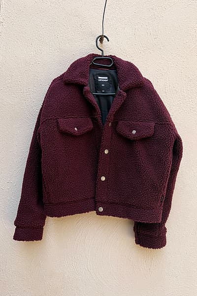 Dr Denim Pixley Borg Jacket in Burgundy by Dr Denim — pre-loved on Thrifted.mt