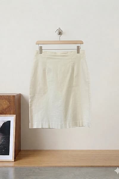Cream Pencil Midi Skirt by Stefanel — pre-loved on Thrifted.mt