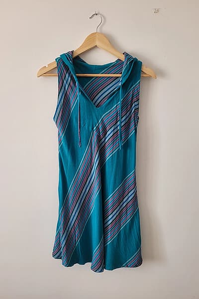 Striped Hooded Sleeveless Mini Dress — pre-loved on Thrifted.mt