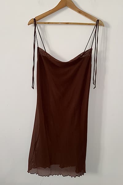 Sheer Brown Mesh Mini Dress — pre-loved on Thrifted.mt