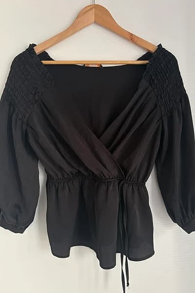 Black Wrap Blouse