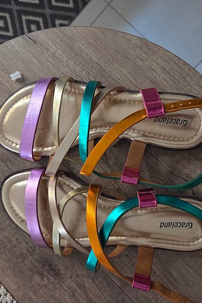 Metallic Multicolour Strappy Flat Sandals by Graceland — pre-loved on Thrifted.mt