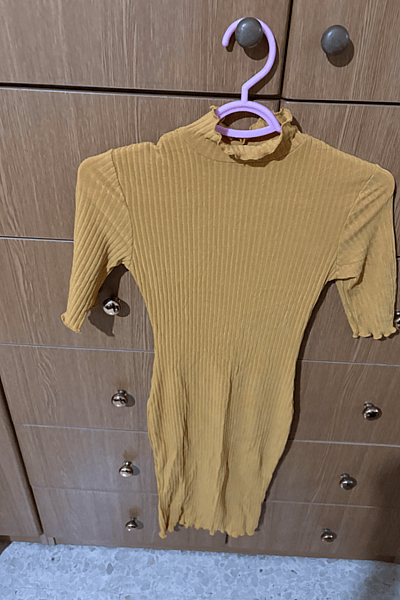 Ribbed Mustard Yellow Bodycon Dress by New Look — pre-loved on Thrifted.mt