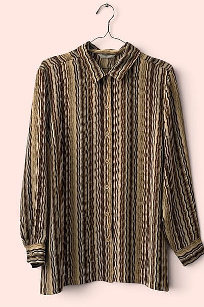 Vintage wavy stripe button-down shirt by Marks & Spencer — pre-loved on Thrifted.mt