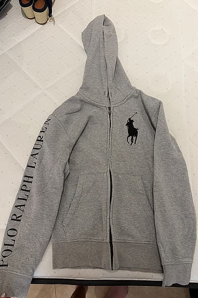 Grey Polo Zip Hoodie by Polo Ralph Lauren — pre-loved on Thrifted.mt
