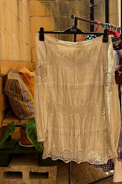 Vintage Cream Crochet Lace Detail Dress
