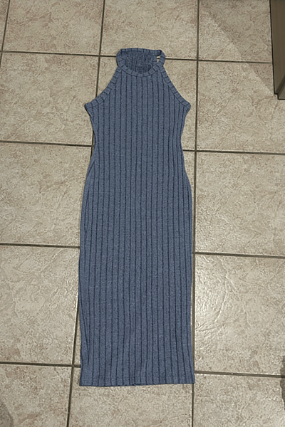 Blue Ribbed Halter Neck Midi Dress by Shein — pre-loved on Thrifted.mt