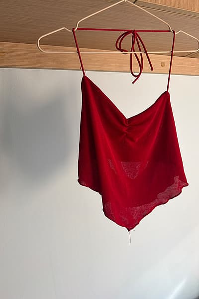 Red halter neck scarf top — pre-loved on Thrifted.mt