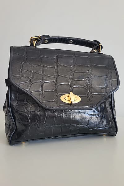 Black Croc-Effect Handbag — pre-loved on Thrifted.mt