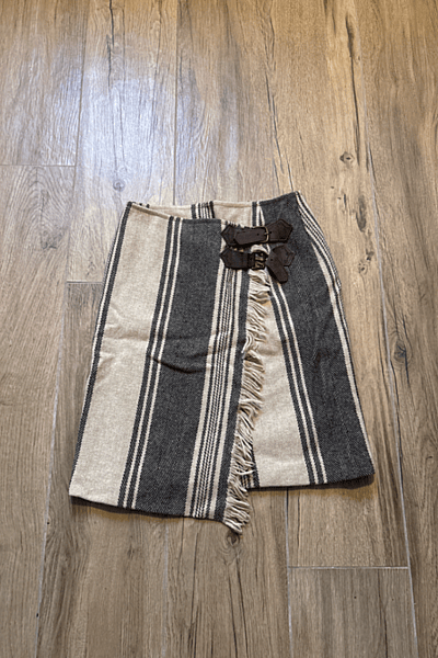 Striped Fringe Kilt Wrap Skirt by Max Mara — pre-loved on Thrifted.mt