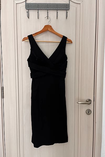 Elegant Black Wrap Front Dress by Fiondotinta — pre-loved on Thrifted.mt