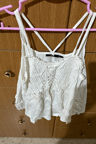 White Crochet Detail Strappy Top by Kiabi — pre-loved on Thrifted.mt