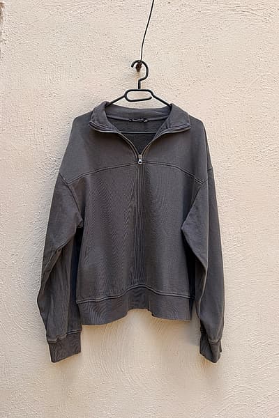 ASOS Design Half Zip Sweatshirt in Washed Charcoal by ASOS DESIGN — pre-loved on Thrifted.mt