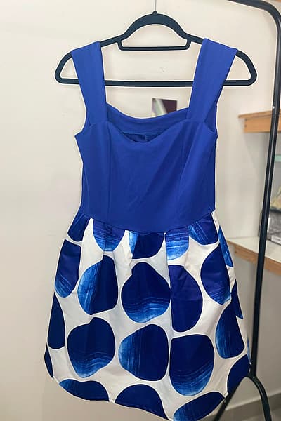 Blue polka dot dress — pre-loved on Thrifted.mt