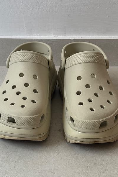 Beige Platform Crocs Clogs by Crocs — pre-loved on Thrifted.mt