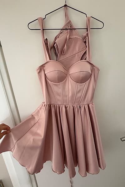 Dusty pink satin corset dress by Icon of Style Boutique — pre-loved on Thrifted.mt