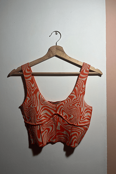 Orange Swirl Pattern Crop Top by Tally Weijl — pre-loved on Thrifted.mt