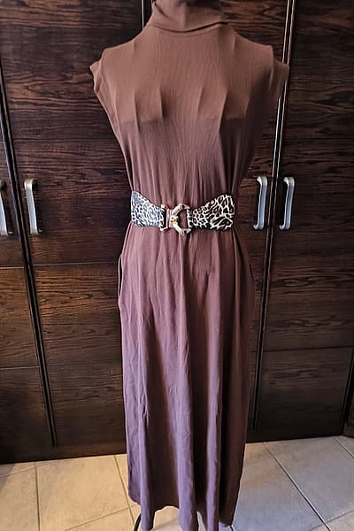 Brown Ribbed Turtle Neck Dress by Zara — pre-loved on Thrifted.mt