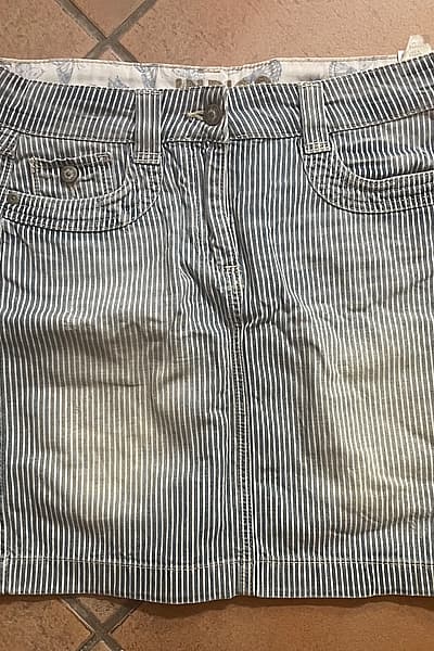 Vintage Short Blue And White Striped Skirt M&S Indigo Collection UK Size 8 by Marks & Spencer — pre-loved on Thrifted.mt