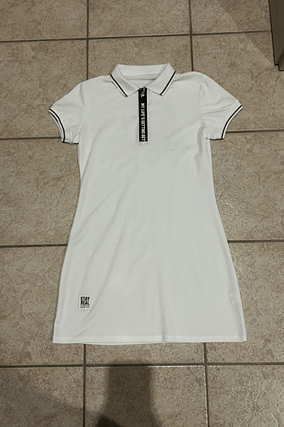 White Short Sleeve Polo Dress by STAYREAL — pre-loved on Thrifted.mt