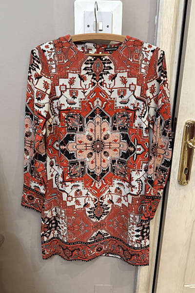 Ornate Geometric Print Mini Dress by Warehouse — pre-loved on Thrifted.mt