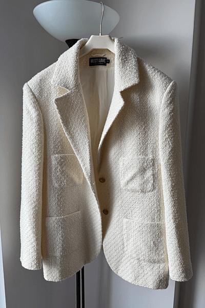 Cream Boucle Knit Blazer by MUST HAVE — pre-loved on Thrifted.mt