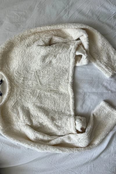 Cream fluffy cropped wrap top by Zara — pre-loved on Thrifted.mt