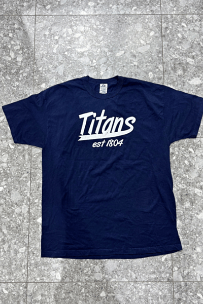 Russell Athletic Navy Graphic Tee by Russell Athletic — pre-loved on Thrifted.mt