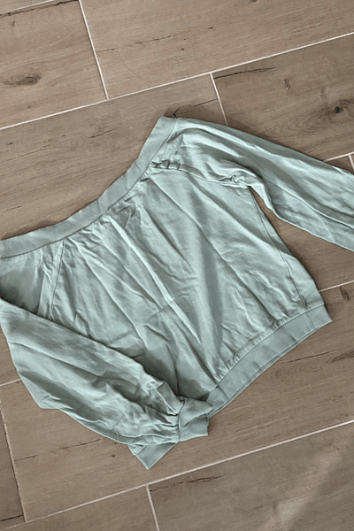 Sage Green Off-Shoulder Sweatshirt by Gina Tricot — pre-loved on Thrifted.mt