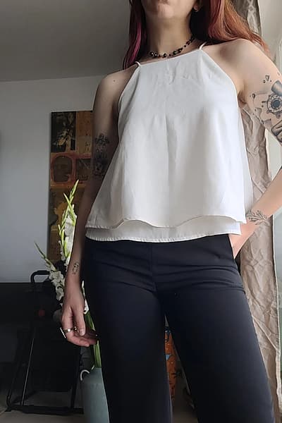 White Mango top by Mango — pre-loved on Thrifted.mt