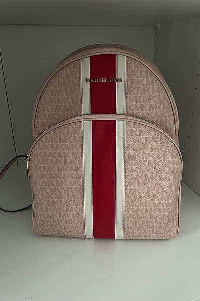 Michael Kors Monogram Stripe Backpack by Michael Kors — pre-loved on Thrifted.mt