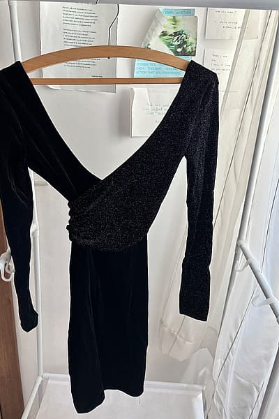 Bershka Black Glitter Wrap Dress by Bershka — pre-loved on Thrifted.mt