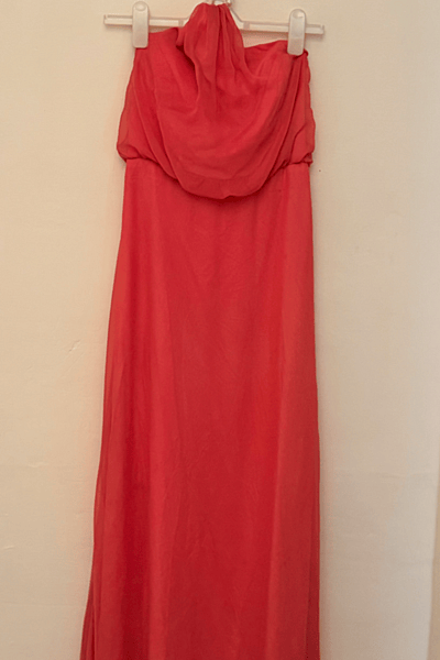 Pink Halterneck Maxi Dress by ALVINA VALENTINA MAIDS — pre-loved on Thrifted.mt