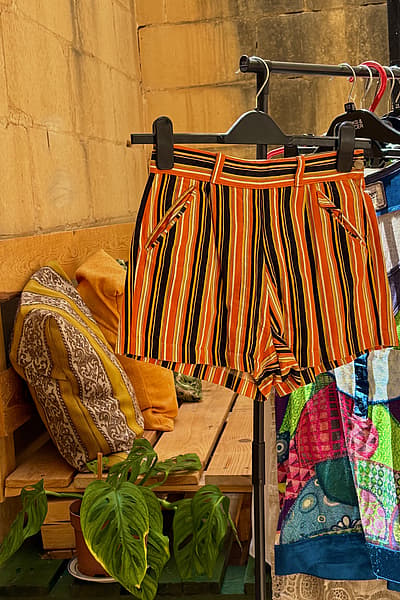 Vintage Orange striped tailored shorts