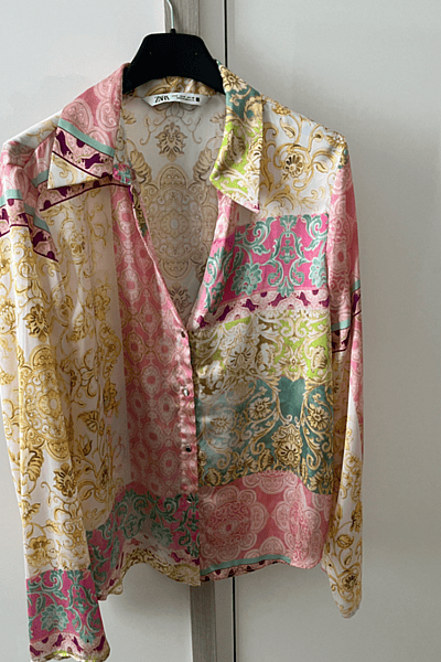 Patterned Satin Shirt by Zara — pre-loved on Thrifted.mt