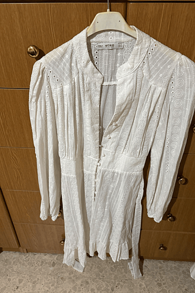 White Broderie Dress — pre-loved on Thrifted.mt