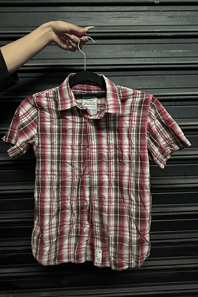 Red Checked Short Sleeve Shirt by TRN BOY — pre-loved on Thrifted.mt