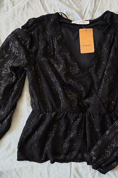 Promod Black Gold Shimmer Blouse by Promod — pre-loved on Thrifted.mt