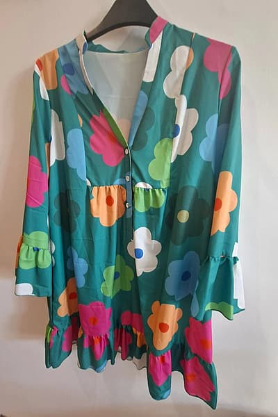 Floral pattern ruffle tunic dress — pre-loved on Thrifted.mt