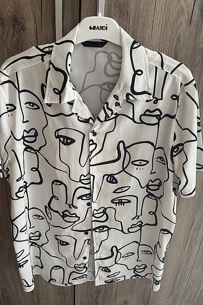 Abstract Face Print Shirt by SHEIN — pre-loved on Thrifted.mt