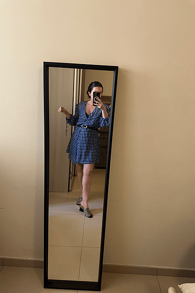 Gingham Checkered Mini Wrap Dress by Mango — pre-loved on Thrifted.mt